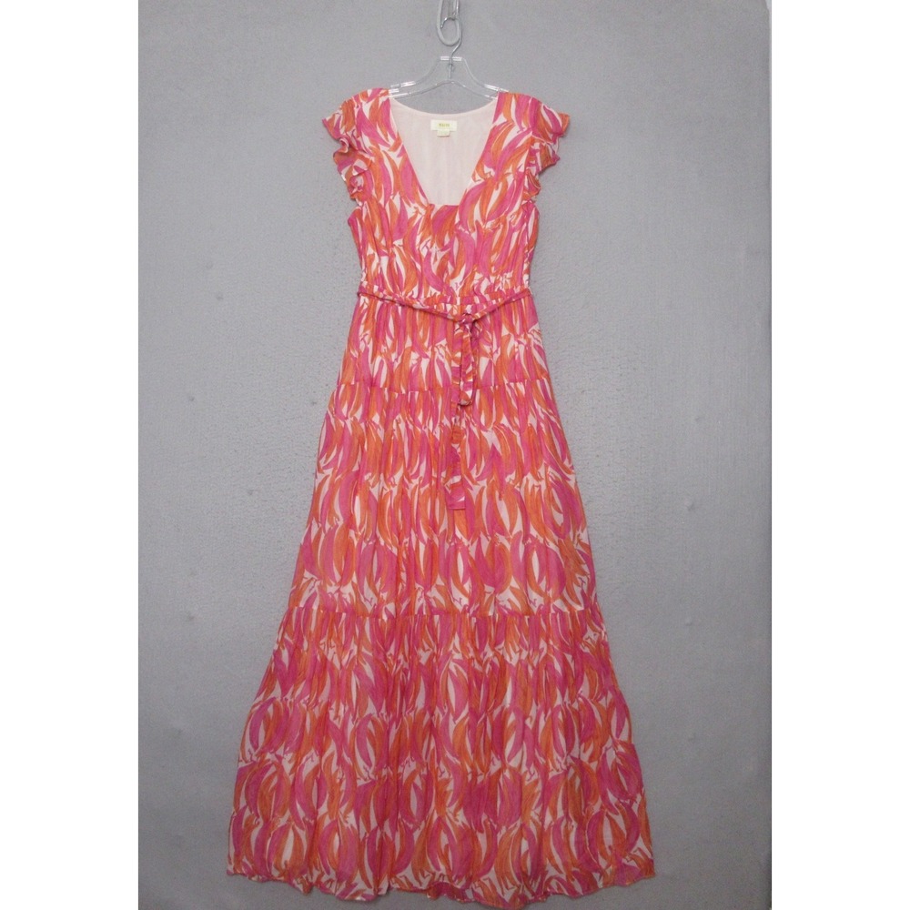 Maeve Anthropologie Dress 6 Banana‎ Grove Tiered Maxi Flutter Chiffon Boho Flowy